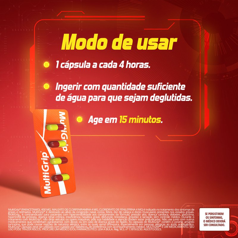 Encontraproduto.com.br - Multigrip com 4 Cápsulas Multilab