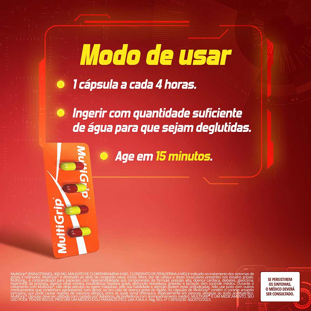 Encontraproduto.com.br - Multigrip com 4 Cápsulas Multilab