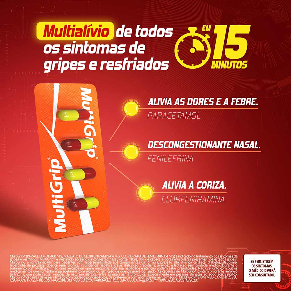 Encontraproduto.com.br - Multigrip com 4 Cápsulas Multilab