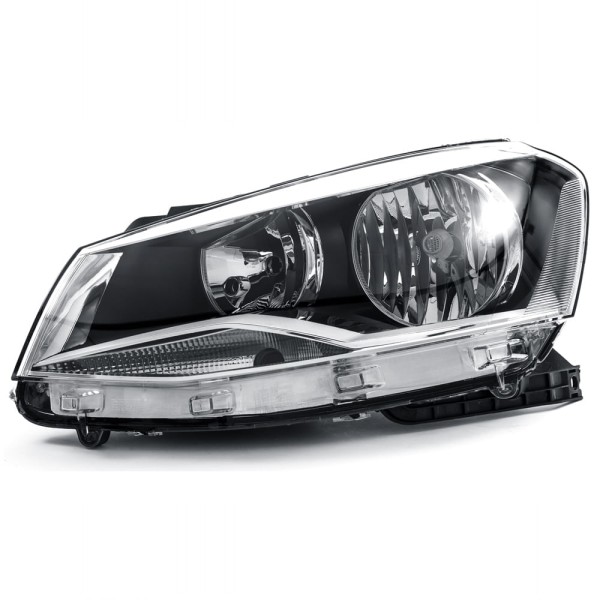 Encontraproduto.com.br - Farol Principal Foco Duplo Máscara Negra Aro Cromado Lado Esquerdo Gol Saveiro Voyage G6 2013 até 2016