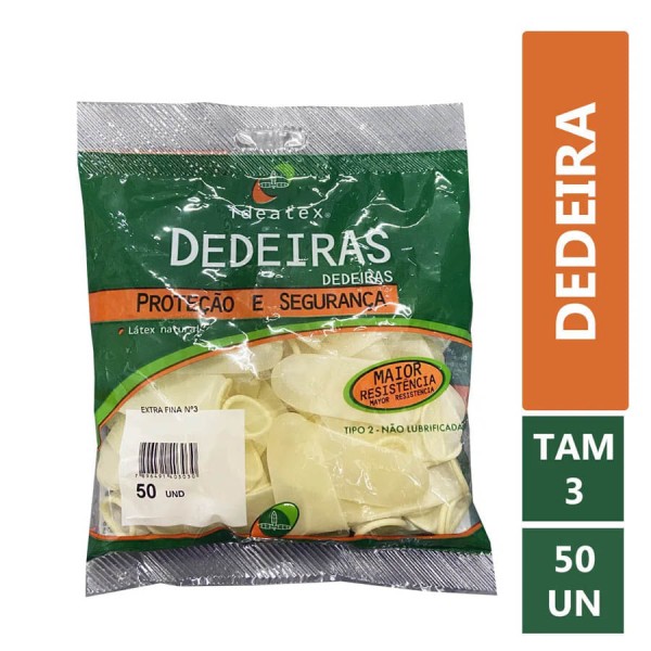Encontraproduto.com.br - Dedeiras Ideatex Látex Extra Fina Tamanho 3 c/ 100 Unidades