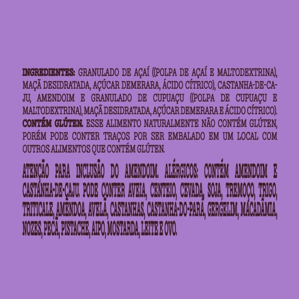 Encontraproduto.com.br - Remix Mãe Terra Açaí Contendo 9 Pacotes Com 25g Cada