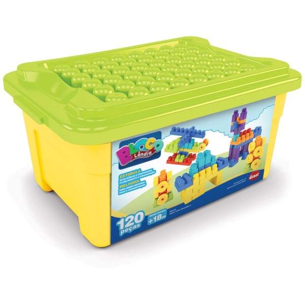Encontraproduto.com.br - Brinquedo Super Caixa Divertida 2 120 Blocos Dismat Cores Sortidas