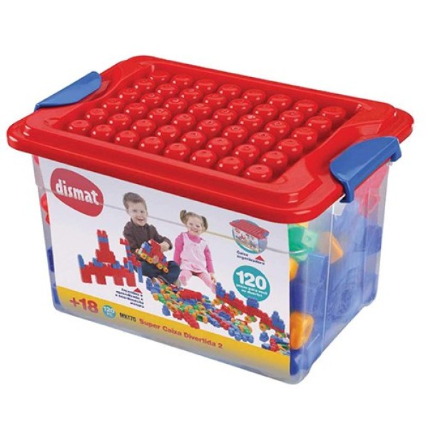 Encontraproduto.com.br - Brinquedo Super Caixa Divertida 2 120 Blocos Dismat Cores Sortidas