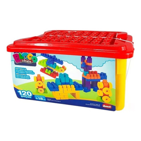 Encontraproduto.com.br - Brinquedo Super Caixa Divertida 2 120 Blocos Dismat Cores Sortidas