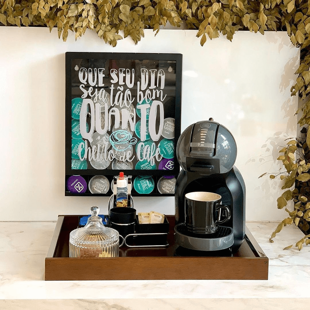 Encontraproduto.com.br - Conjunto para Chá Café Porta Sachês Açúcar Guardanapos Com Alça Preto