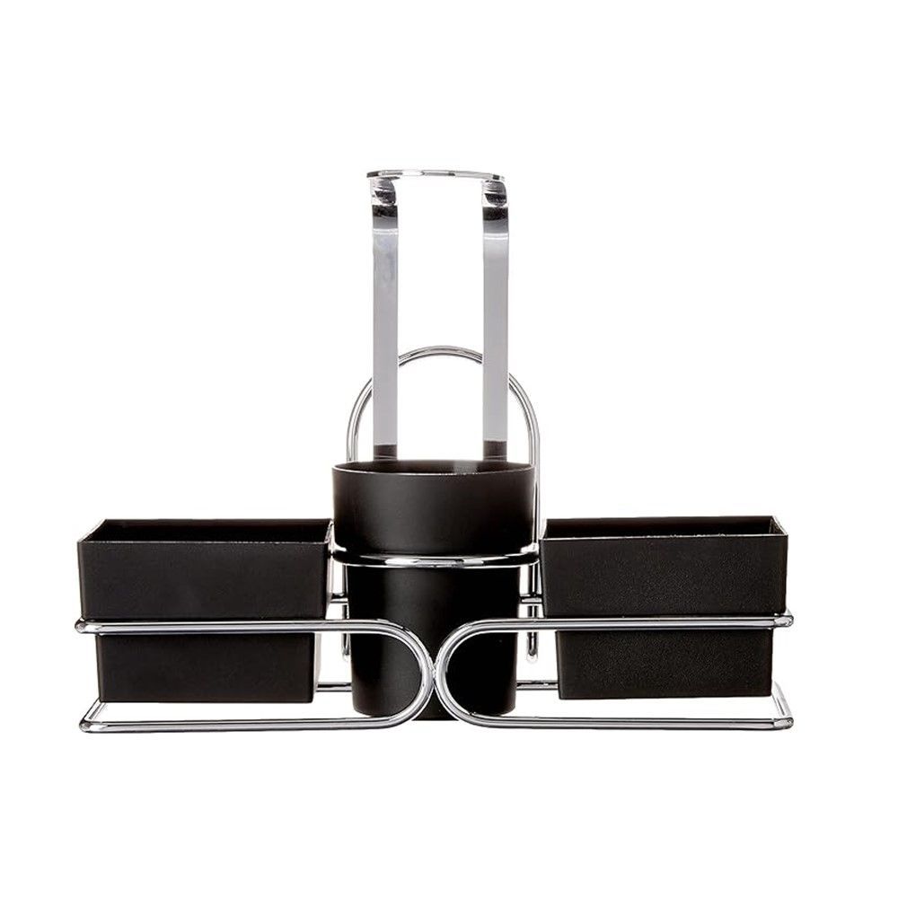 Encontraproduto.com.br - Conjunto para Chá Café Porta Sachês Açúcar Guardanapos Com Alça Preto