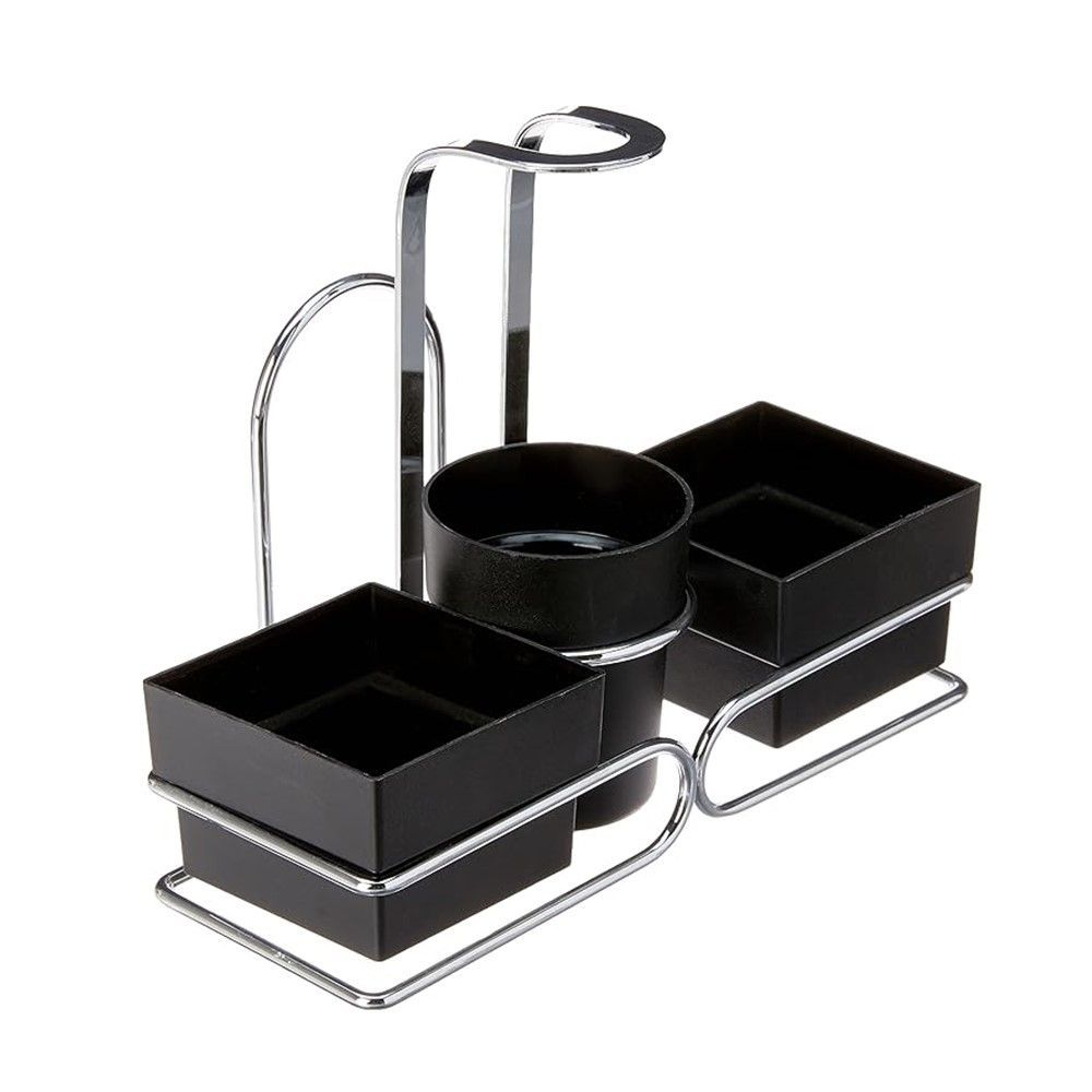 Encontraproduto.com.br - Conjunto para Chá Café Porta Sachês Açúcar Guardanapos Com Alça Preto