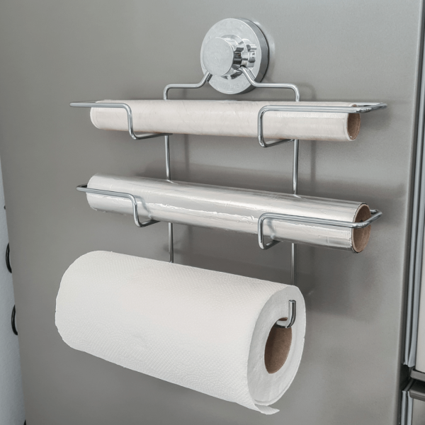 Encontraproduto.com.br - Suporte para Papel Toalha/Alumínio/PVC com Ventosa Cromado
