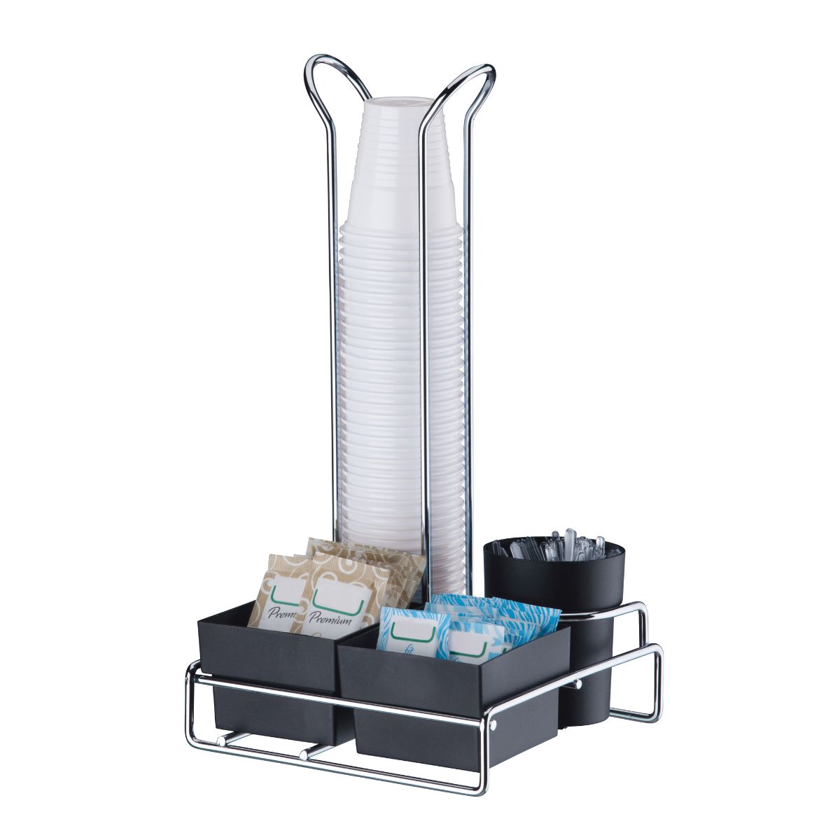 Organizador para Copos 50/80ml Saches Açúcar e Mexedor Preto