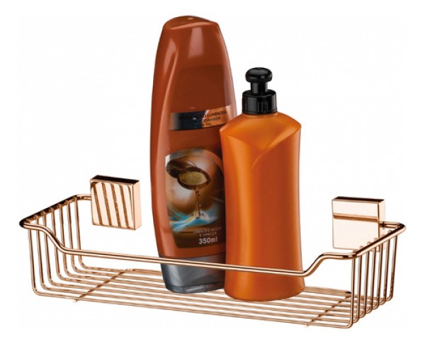 Suporte Porta Shampoo Fixação Parafuso Rose Gold
