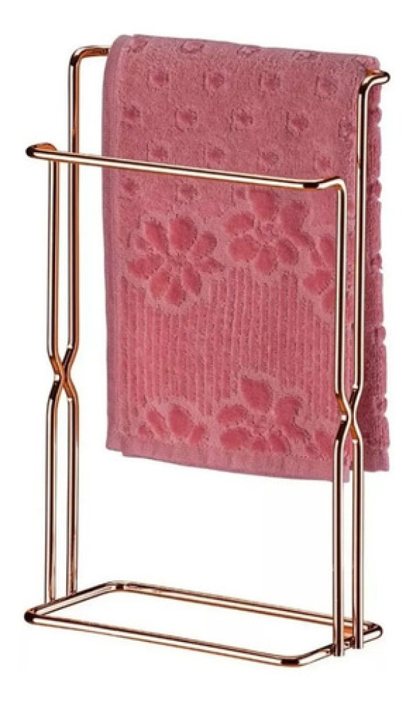Porta Toalha de Bancada com Detalhe Lateral Rose Gold