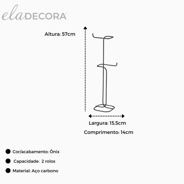Encontraproduto.com.br - Suporte para Papel Higiênico de Chão 2 Rolos Ônix