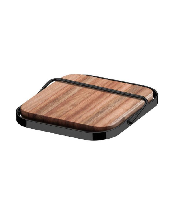 Encontraproduto.com.br - Porta Guardanapos Pequeno Ônix em Aço e Madeira