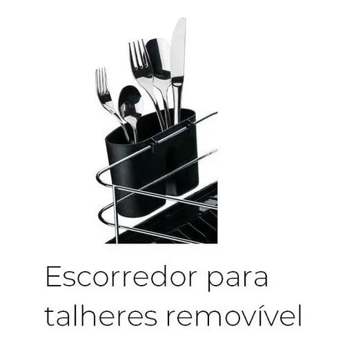 Encontraproduto.com.br - Escorredor de Louças Preto e Ônix com Bico Para Escoar Água