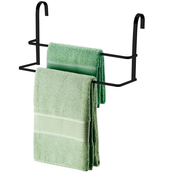 Encontraproduto.com.br - Toalheiro De Box Duplo 45 Cm De Encaixar Preto Fosco Linha Black