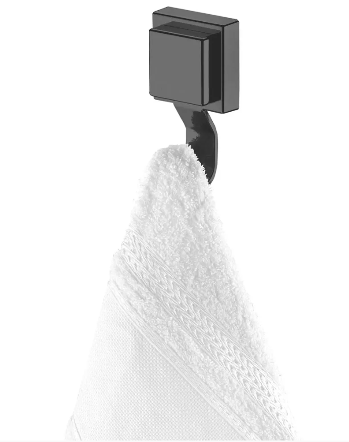 Encontraproduto.com.br - Gancho de Parede Preto Fosco com Ventosa Resistente 11,5cm