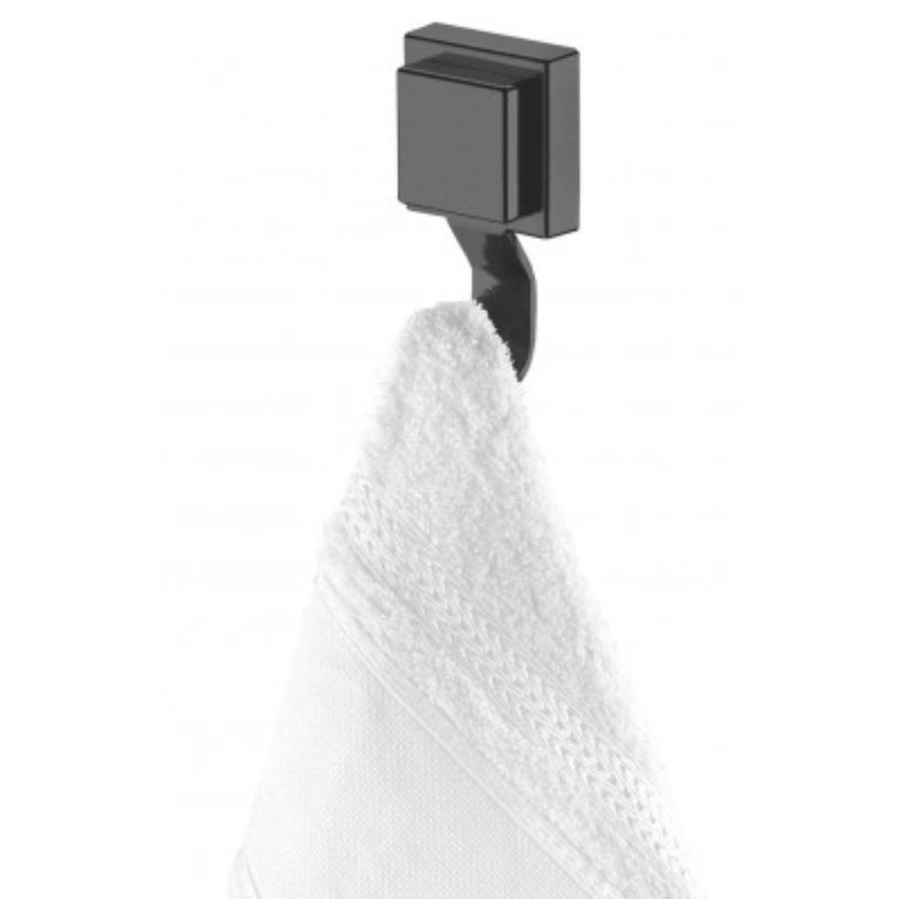 Encontraproduto.com.br - Gancho de Parede Preto Fosco com Ventosa Resistente 11,5cm