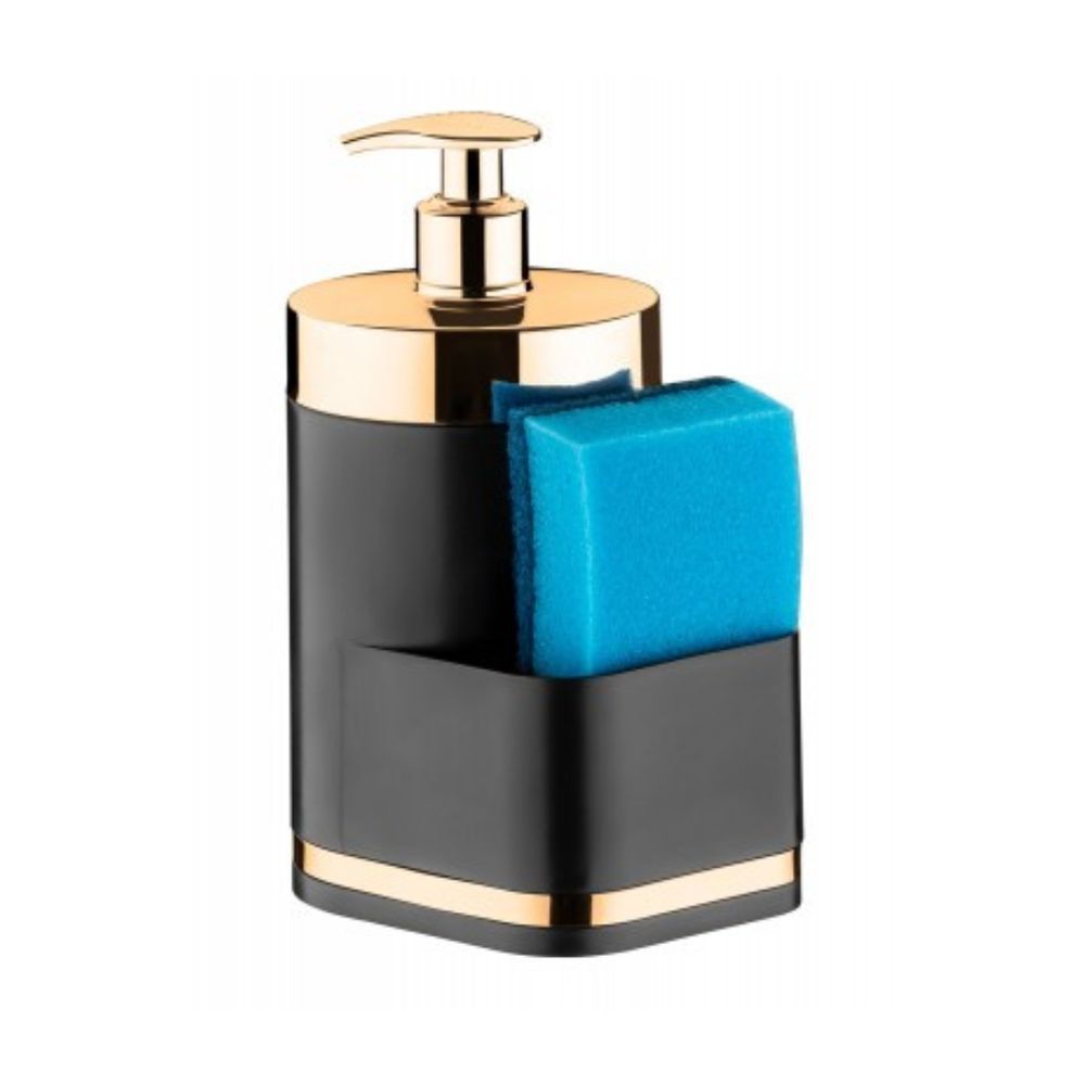 Dispenser Porta Detergente Organizador de Pia Preto e Dourado