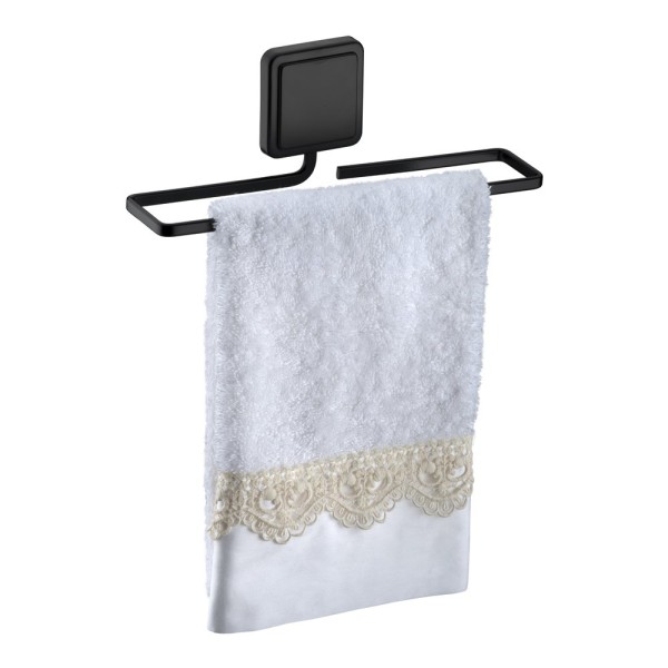 Encontraproduto.com.br - Toalheiro Porta Toalha de Lavabo Fixação por Adesivo Preto Fosco 25cm