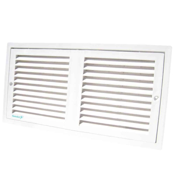 Encontraproduto.com.br - Grade de ventilação retângular 24x12cm com quadro branca WDB