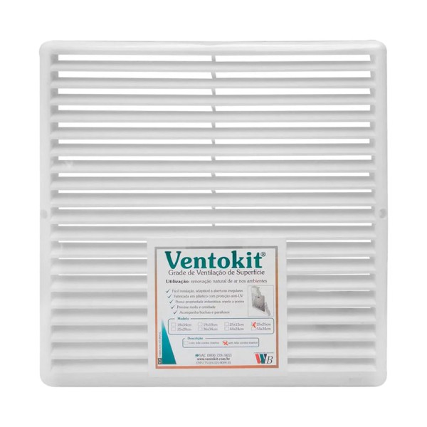 Encontraproduto.com.br - Grade de Ventilação Quadrada Ventokit 25cm X 25cm