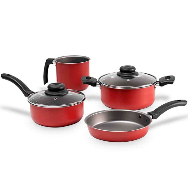 Encontraproduto.com.br - Jogo de Panelas Brinox Antiaderente Pro-Flon 4 Peças Ruby Vermelho
