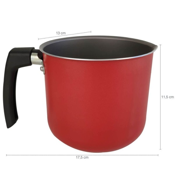 Encontraproduto.com.br - Kit Fervedor Frigideira Antiaderente Pro-Flon Em Alumínio Ruby Vermelho