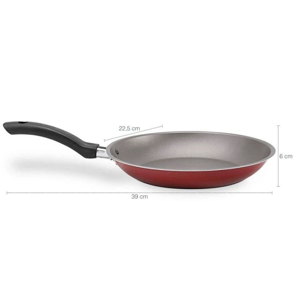 Encontraproduto.com.br - Kit Fervedor Frigideira Antiaderente Pro-Flon Em Alumínio Ruby Vermelho