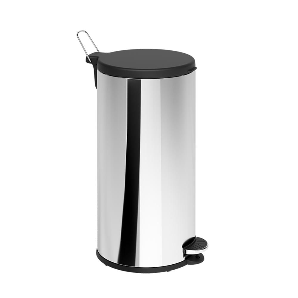 Encontraproduto.com.br - Lixeira com Pedal 20 L Aço Inoxidável com Tampa em Polipropileno cor Preto Flat Brinox