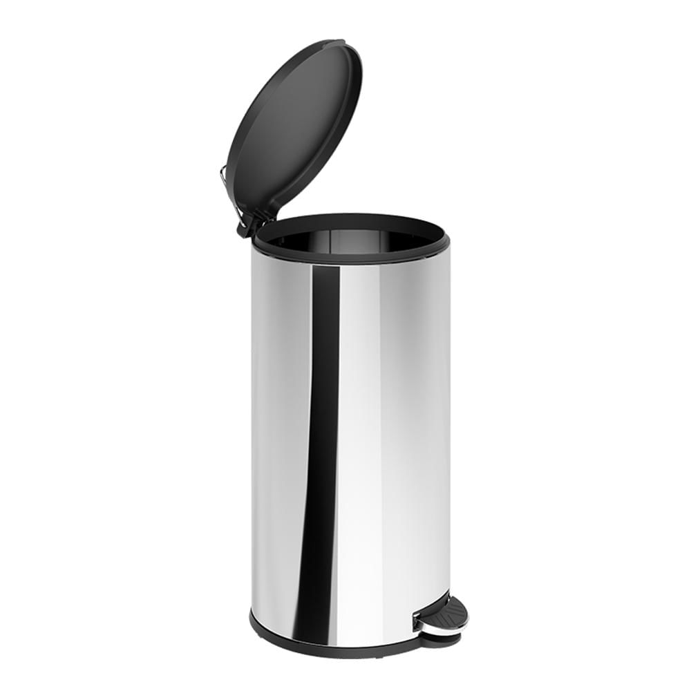 Encontraproduto.com.br - Lixeira com Pedal 20 L Aço Inoxidável com Tampa em Polipropileno cor Preto Flat Brinox