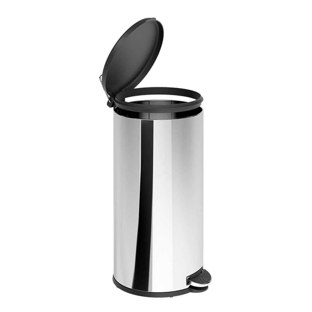 Encontraproduto.com.br - Lixeira com Pedal 20 L Aço Inoxidável com Tampa em Polipropileno cor Preto Flat Brinox