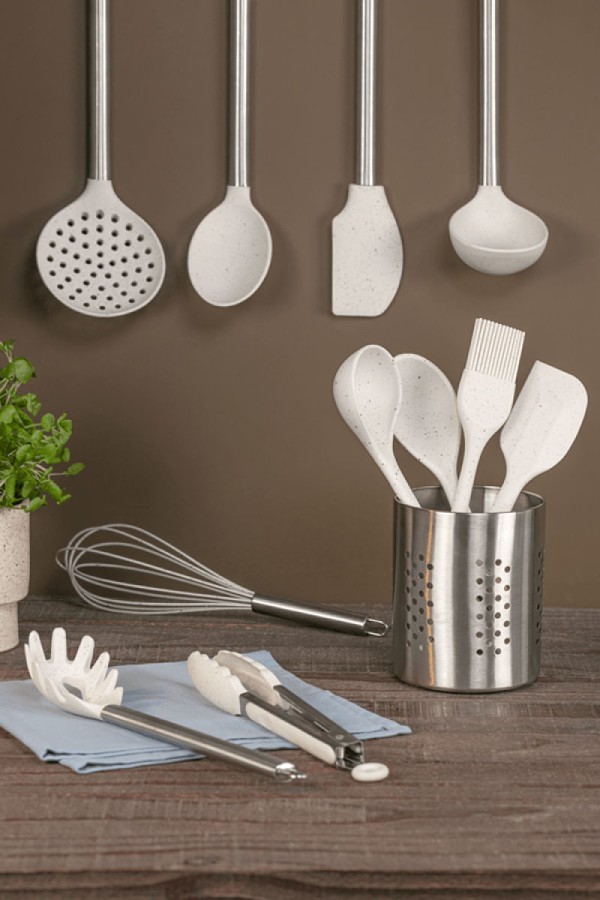 Encontraproduto.com.br - Colher Silicone 27,5 cm Cor Vanilla Para Panela Antiaderente Linha Flex Brinox