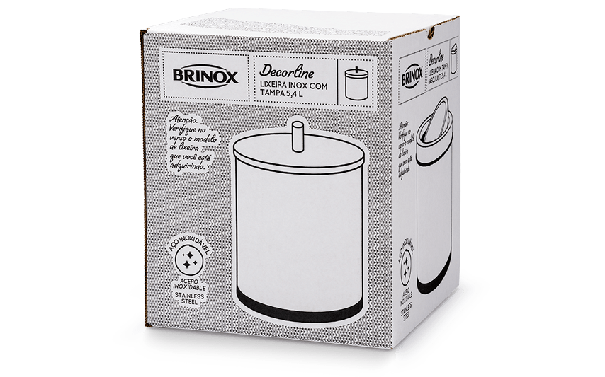 Encontraproduto.com.br - Lixeira Inox  Tampa 5,4litros Decorlinelixeiras Ø 18,5x23cm