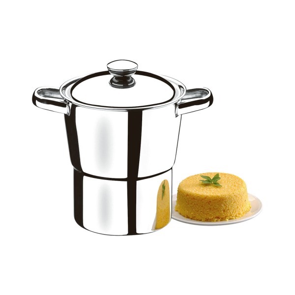Encontraproduto.com.br - Cuscuzeira Brinox 16cm de diâmetro (19cm total) estrutura 100% em aço inoxidável polido sem revestimento 2L - Linha Lyon