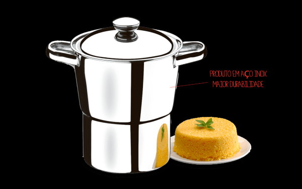 Encontraproduto.com.br - Cuscuzeira Brinox 16cm de diâmetro (19cm total) estrutura 100% em aço inoxidável polido sem revestimento 2L - Linha Lyon
