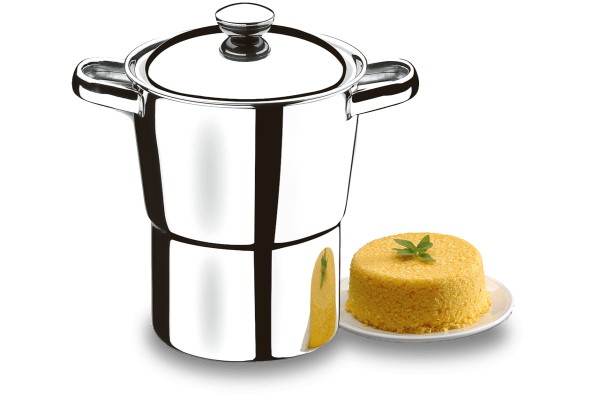 Encontraproduto.com.br - Cuscuzeira Brinox 16cm de diâmetro (19cm total) estrutura 100% em aço inoxidável polido sem revestimento 2L - Linha Lyon