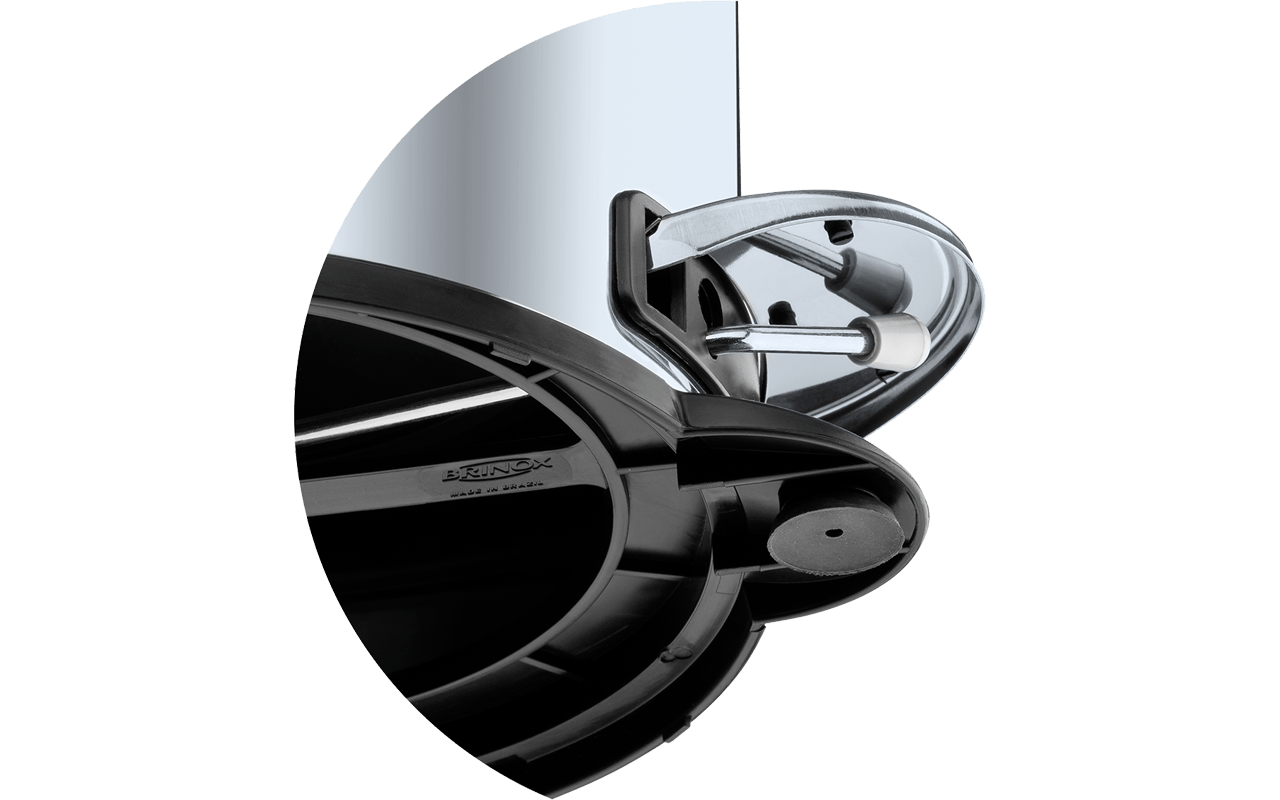 Encontraproduto.com.br - Lixeira Brinox aço inoxidável para cozinhas, escritórios, recepções e banheiros - pedal e balde 30L - Linha Decorline