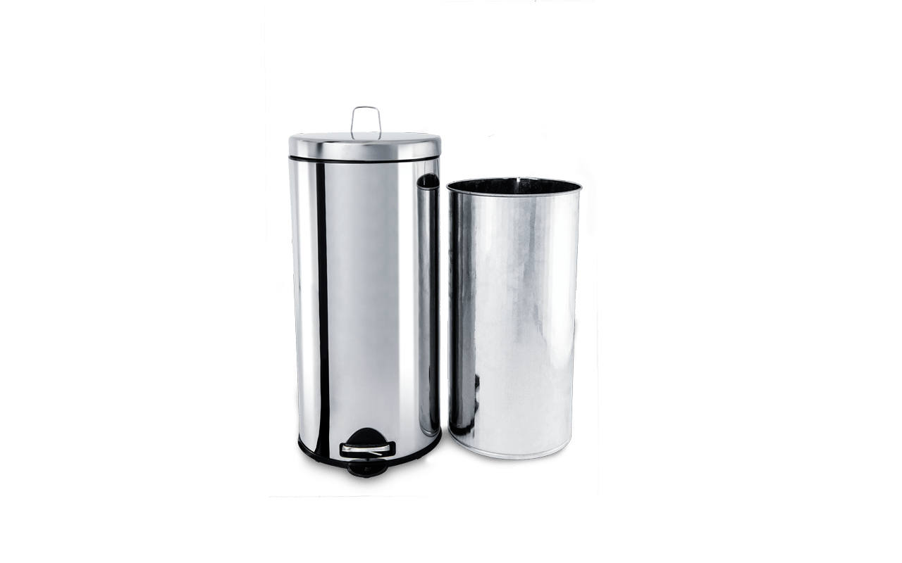 Encontraproduto.com.br - Lixeira Brinox aço inoxidável para cozinhas, escritórios, recepções e banheiros - pedal e balde 30L - Linha Decorline