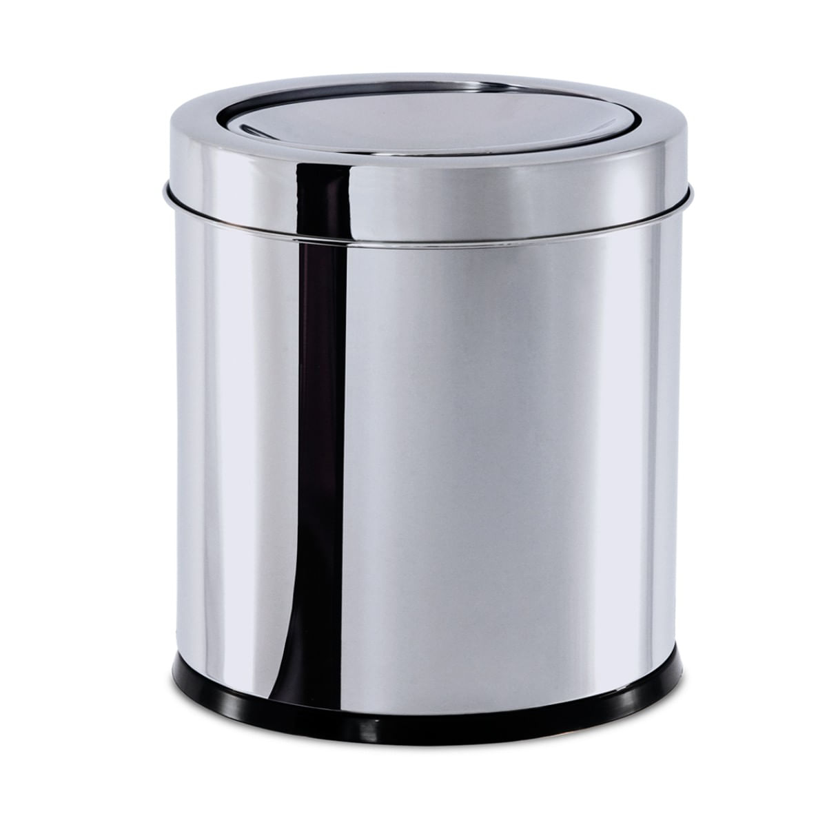 Lixeira Brinox aço inoxidável polido - tampa basculante para pequenos espaços - 5,4L - 18,5 x 20cm - Linha Decorline