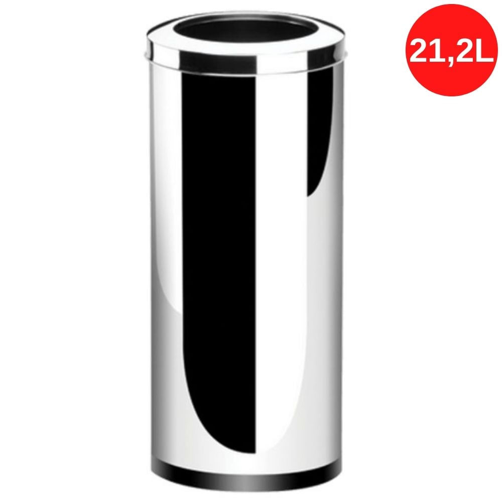Encontraproduto.com.br - Lixeira Inox com Aro 21,2 Litros Decorline Ø 25 x 46 cm