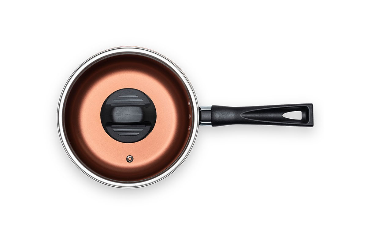 Encontraproduto.com.br - Panela com Tampa 16 cm 1,3 L Revestimento Pro-flon Antiaderente Cor Cinza Range Linha Topázio Brinox
