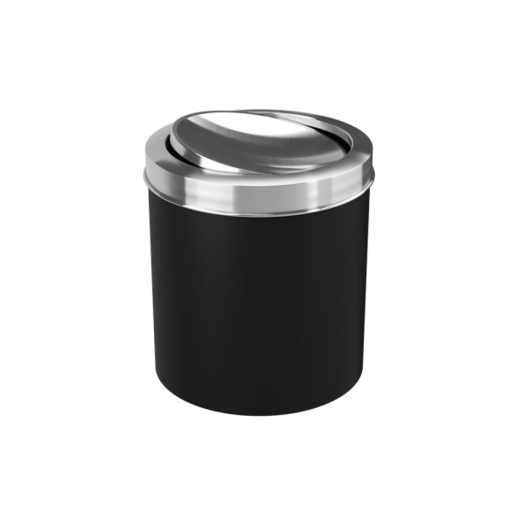 Encontraproduto.com.br - Lixeira Com Tampa Basculante Preta 5.4l Inox Brinox
