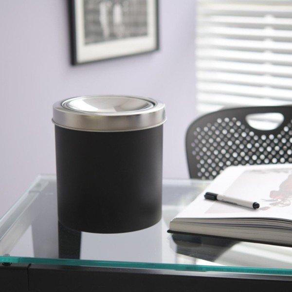 Encontraproduto.com.br - Lixeira Com Tampa Basculante Preta 5.4l Inox Brinox