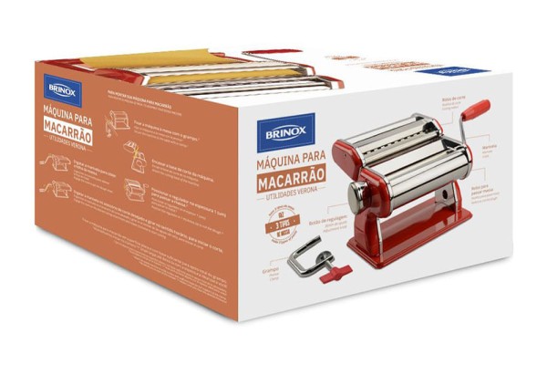 Encontraproduto.com.br - Máquina para macarrão vermelho - Utilidades Verona 35 x 20 x 15,5 cm
