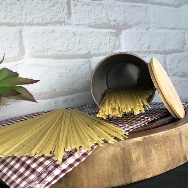 Encontraproduto.com.br - Lata Porta Mantimentos para Massas Canister Cinza