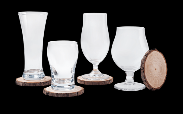 Encontraproduto.com.br - Conjunto de Copos para degustação de Cerveja + Descansos para Copos 8 peças Tap