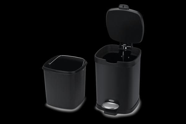 Encontraproduto.com.br - Lixeira Aço Carbono Pedal e Balde Frame 6L- Preto Brinox - (3064/100)