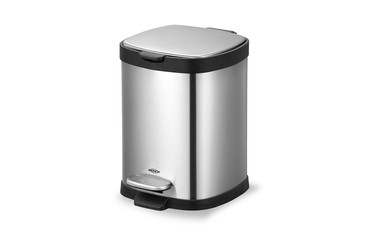 Lixeira Inox Pedal E Balde Frame 6l Inox Brinox 29x22x29,2cm