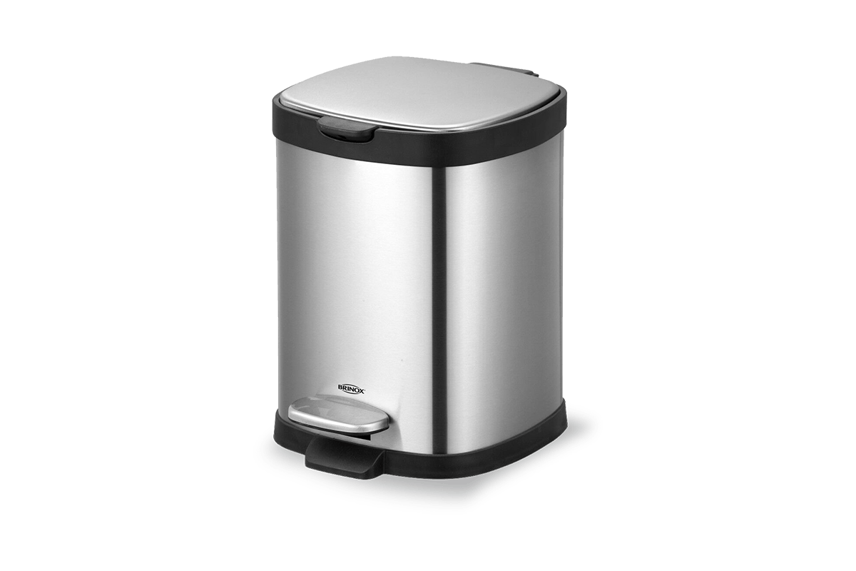Encontraproduto.com.br - Lixeira Inox Pedal E Balde Frame 6l Inox Brinox 29x22x29,2cm
